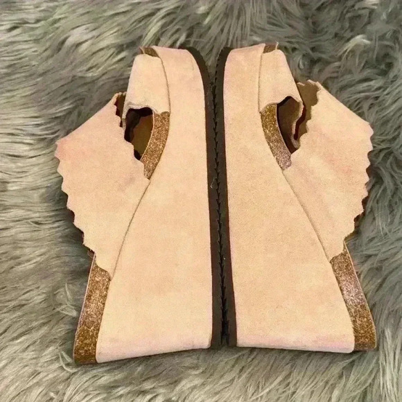 Chocolat Blu Bev Platform Wedge Sandal Light Nude Pink Size 9 Wide 9W - Picture 2 of 10